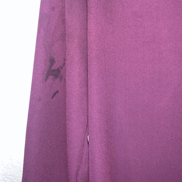 Timing Purple Solid V Neck Roll tab Sleeves Shirt Dress size Medium - Picture 8 of 12